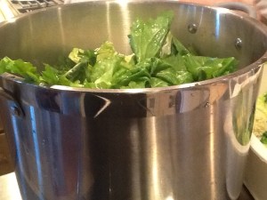 greens in pot