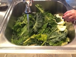 Greens in sink