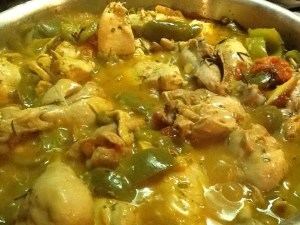 A Chicken Cacc in pan close up