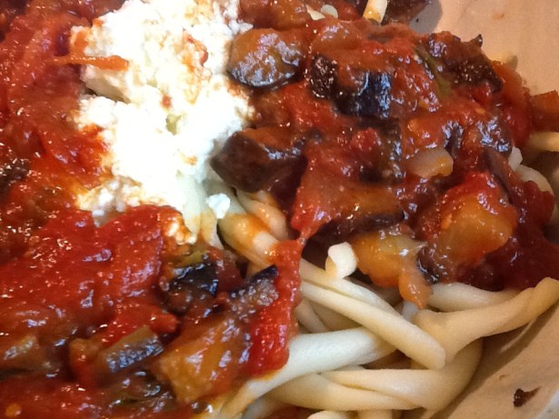 eggplant sauce in bowl closeup