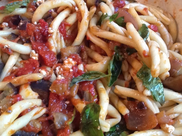 eggplant sauce in bowl mixed closeup