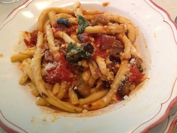 eggplant sauce plated