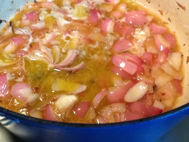 eggplant sauce:onion cooked