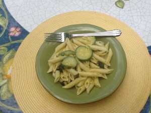 Mamma A pasta with zucchini plated