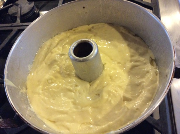 cream cheese batter in pan