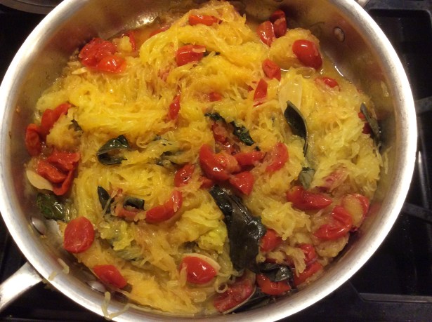 soaghetti squash tomato:basil pan