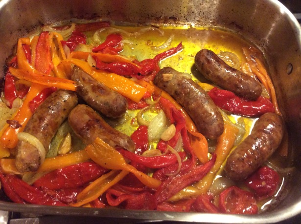 sausage and peppers pan cooked?