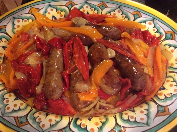 sausage and peppers plate