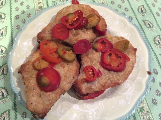 pork chops plated **